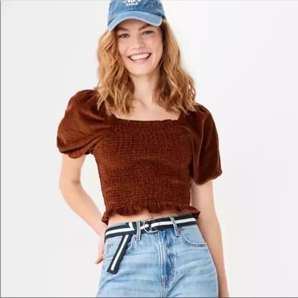 Brown Corduroy Smock Top from American Eagle-Small